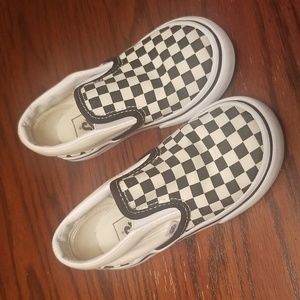 Toddler black and white checkered Vans